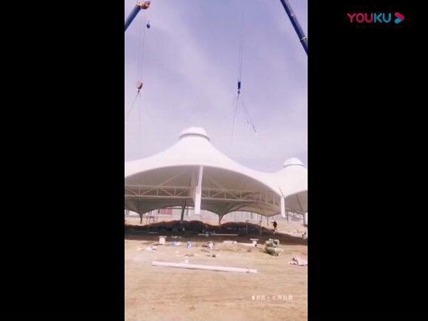 膜結構車棚安裝現場